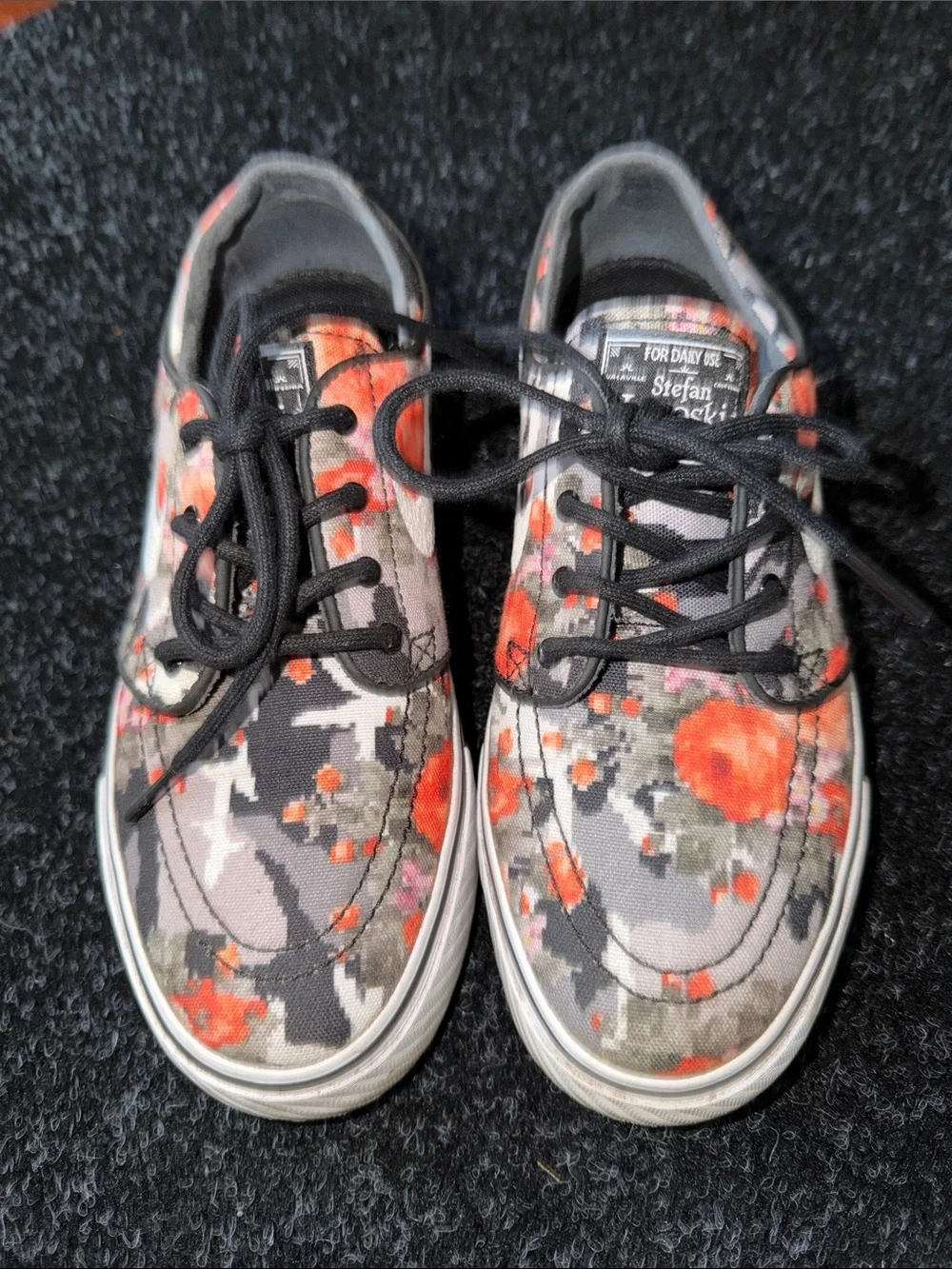 Nike Stefan Janoski Digi Floral Canvas Sneakers - Black & Orange